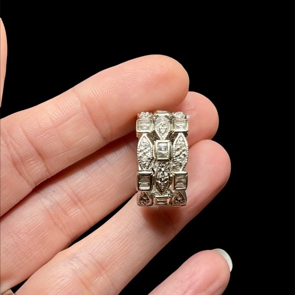 Sterling & cz triple deco ring - Picture 2 of 5